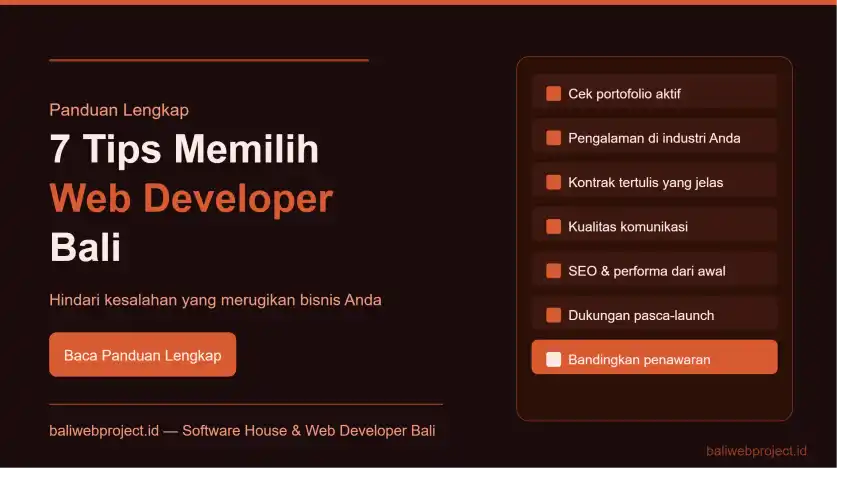 7 Tips Memilih Web Developer Bali yang Tepat — Hindari Kesalahan yang Merugikan